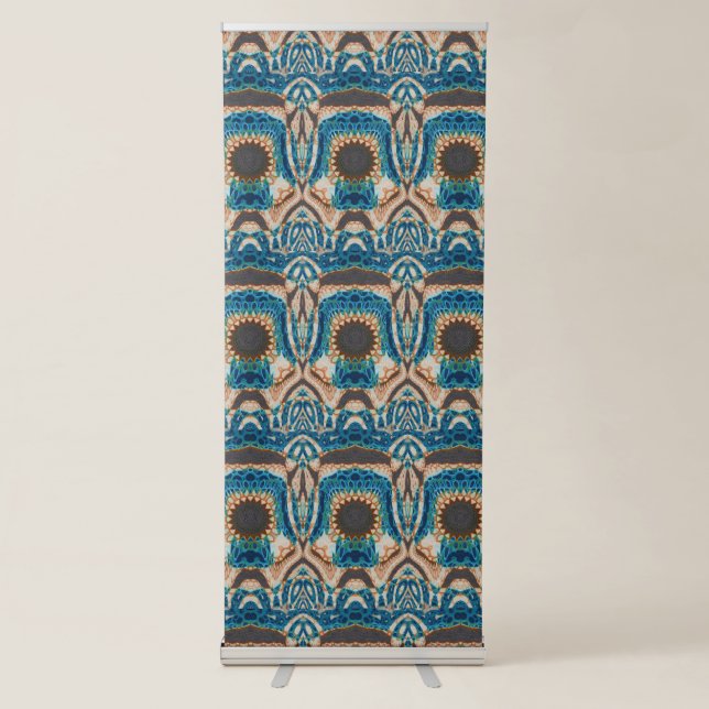 Turquoise Gold Sun Southwestern Art Retractable Banner (Front)