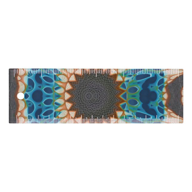 Turquoise Gold Sun Southwestern Art Ruler (Front)