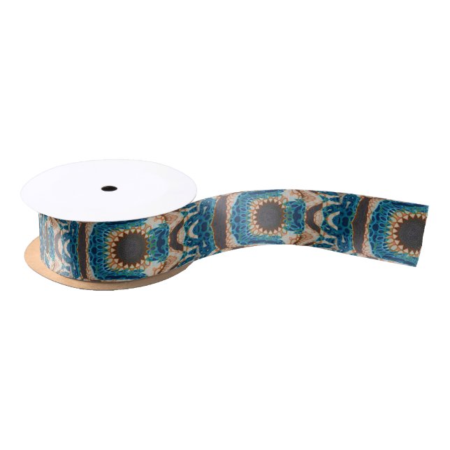 Turquoise Gold Sun Southwestern Art Satin Ribbon (Spool)