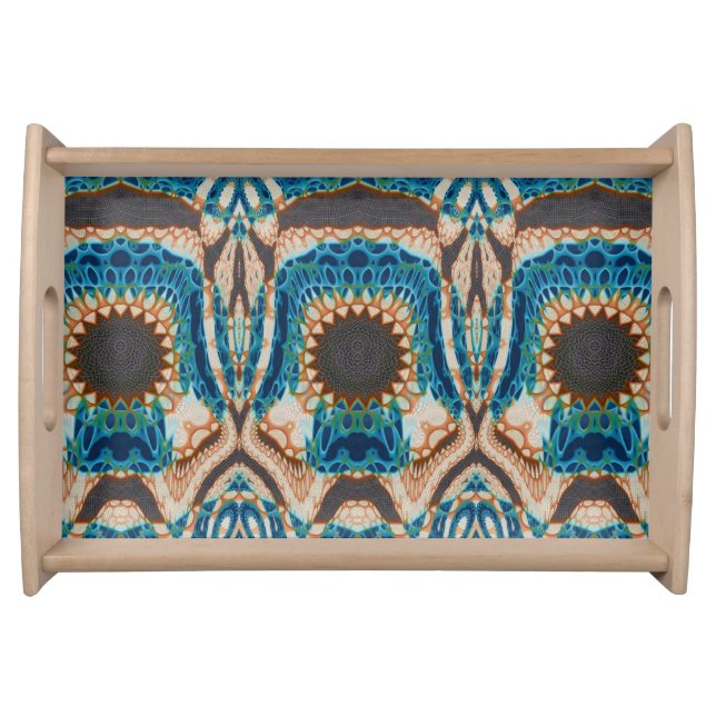 Turquoise Gold Sun Southwestern Art Serving Tray (Front)