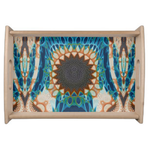 Turquoise Gold Sun Southwestern Art Serving Tray
