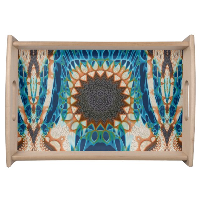 Turquoise Gold Sun Southwestern Art Serving Tray (Front)