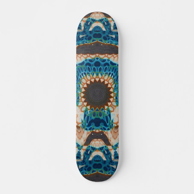 Turquoise Gold Sun Southwestern Art Skateboard (Front)
