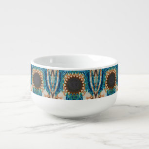Turquoise Gold Sun Southwestern Art Soup Mug