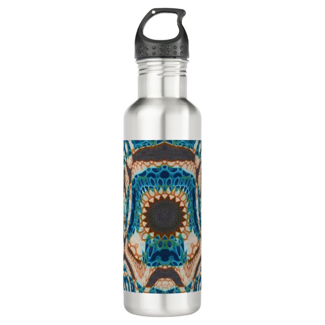 Turquoise Gold Sun Southwestern Art Stainless Steel Water Bottle (Front)