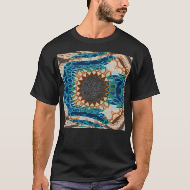 Turquoise Gold Sun Southwestern Art T-Shirt (Front)