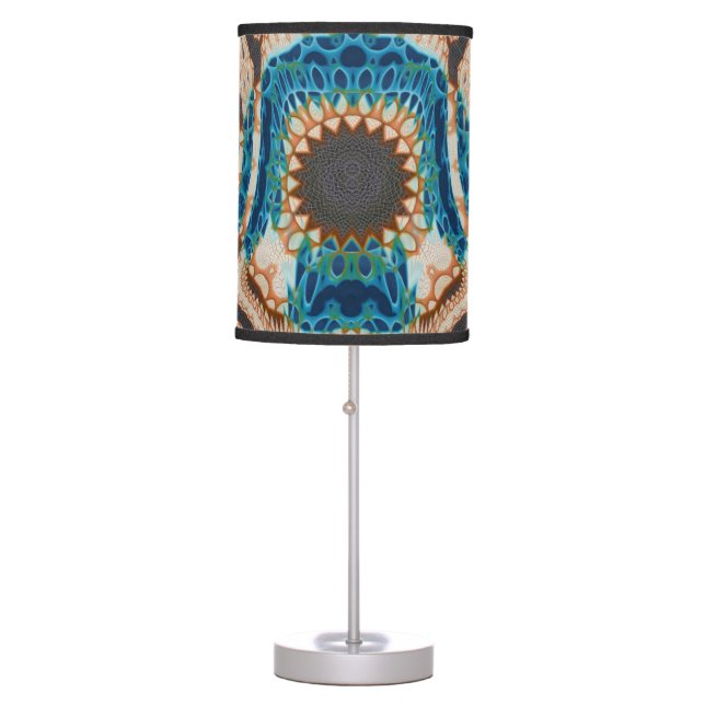 Turquoise Gold Sun Southwestern Art Table Lamp (Front)