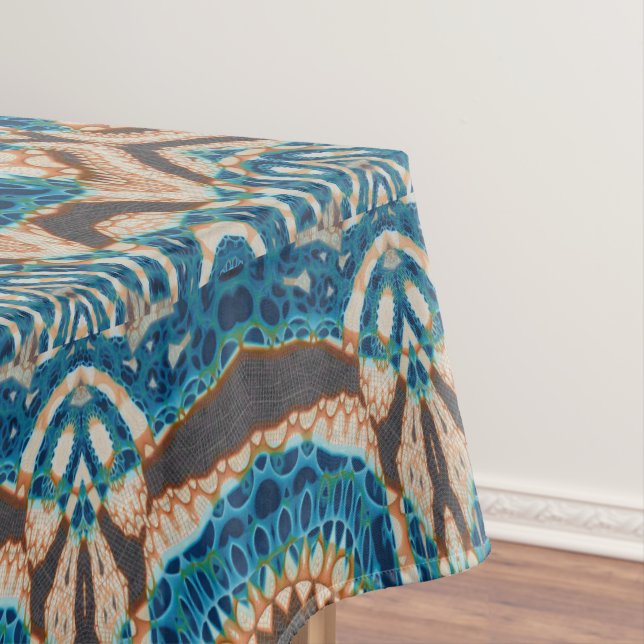 Turquoise Gold Sun Southwestern Art Tablecloth (In Situ)