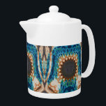 Turquoise Gold Sun Southwestern Art Teapot<br><div class="desc">Decorative Southwestern Native tribal ethnic asymmetrical pattern in shades of turquoise,  green and earthy gold and brown.</div>