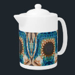 Turquoise Gold Sun Southwestern Art Teapot<br><div class="desc">Decorative Southwestern Native tribal ethnic asymmetrical pattern in shades of turquoise, green and earthy gold and brown.</div>