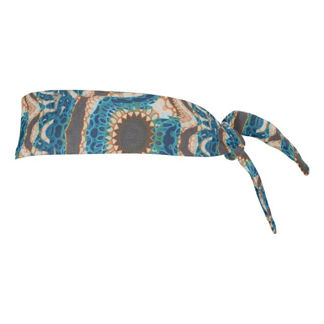 Turquoise Gold Sun Southwestern Art Tie Headband (Rotate 90)