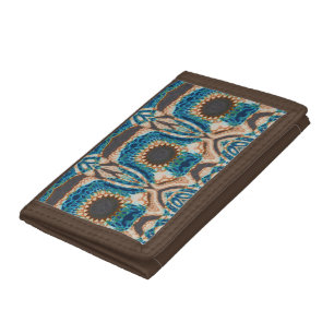 Turquoise Gold Sun Southwestern Art Trifold Wallet