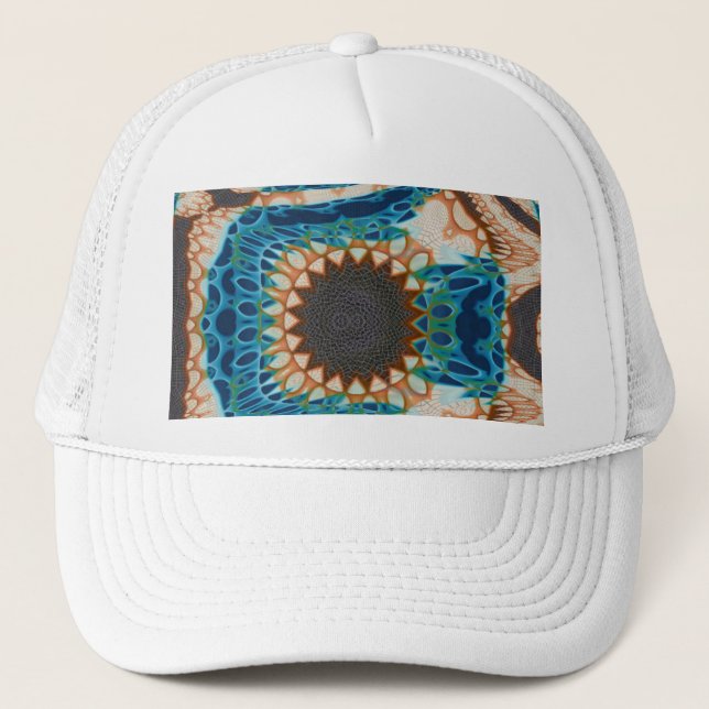 Turquoise Gold Sun Southwestern Art Trucker Hat (Front)
