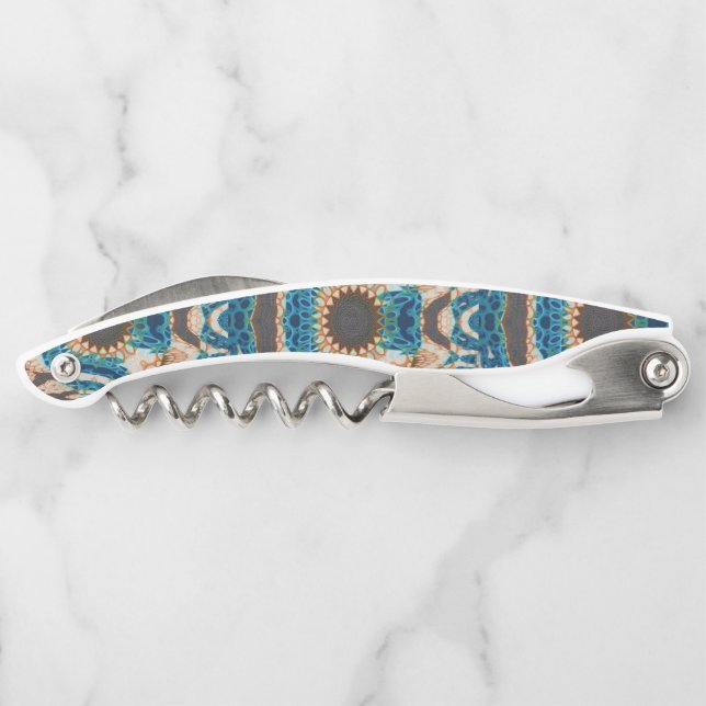 Turquoise Gold Sun Southwestern Art Waiter's Corkscrew (Back)