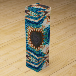 Turquoise Gold Sun Southwestern Art Wine Box