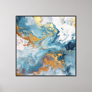 Turquoise Gold Swirl – Abstract Fluid Wall Art