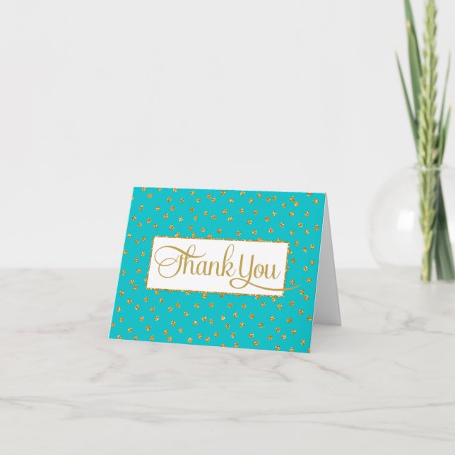 Turquoise Gold Thank You Card (Front)