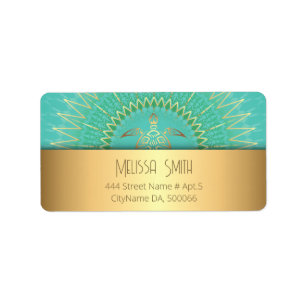 Turquoise Gold Turtle Animal Tribal Label