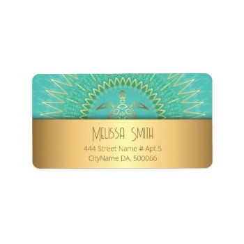 Turquoise Gold Turtle Animal Tribal Label by NinaBaydur at Zazzle