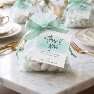 Turquoise Gold Watercolor Bridal Shower Thank You Favor Tags