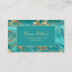 Turquoise Gold Wedding Planner Business Card