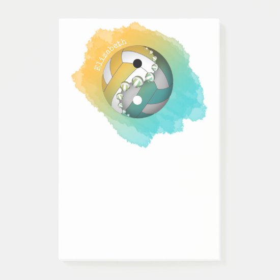 turquoise gold yin and yang volleyball her name post-it notes