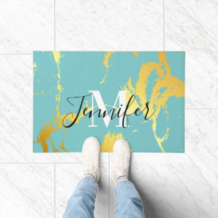 Turquoise Golden Foil Doormat