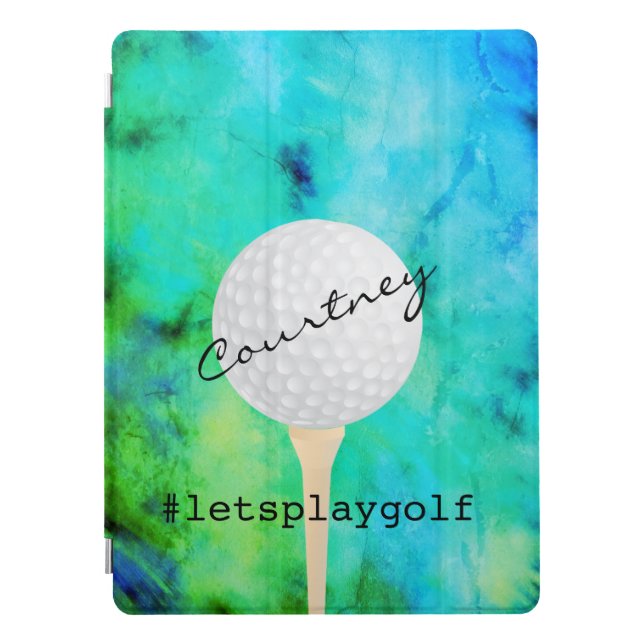 turquoise golfing to personalize for golfers iPad pro cover (Front)
