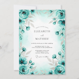 Turquoise Graceful Spring Wedding Invitation