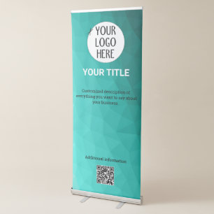 Turquoise Gradient geometric mesh Custom logo text Retractable Banner