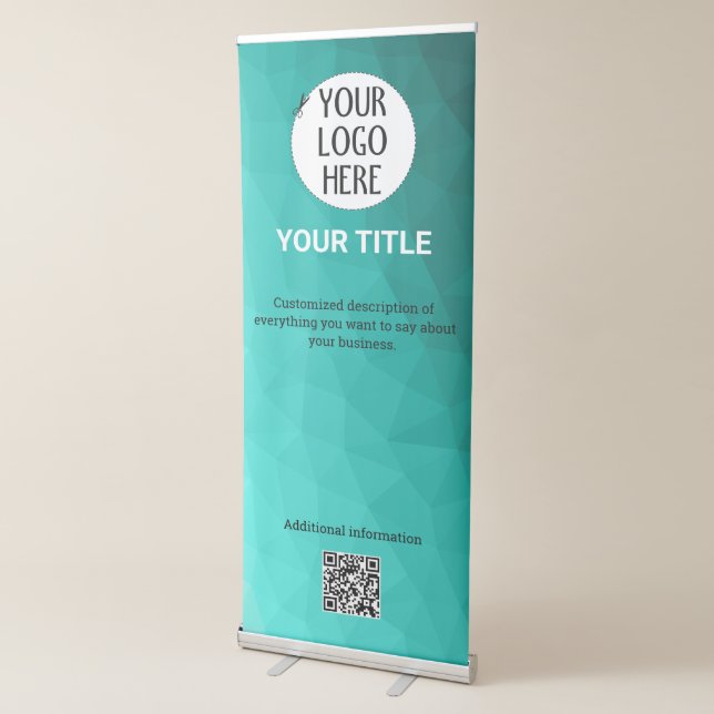 Turquoise Gradient geometric mesh Custom logo text Retractable Banner (3/4)