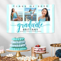 Turquoise graduation 3 photo modern glitter script