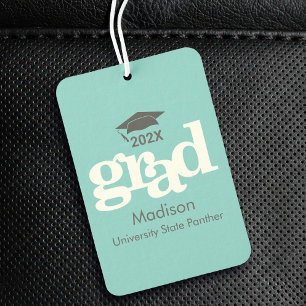 Turquoise Graduation Cap Modern Bold Typography Air Freshener