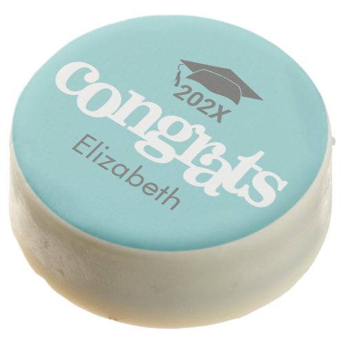 Turquoise Graduation Congrats Bold Modern Name Chocolate Covered Oreo