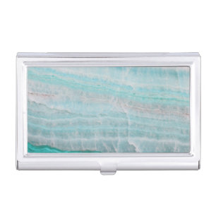 Turquoise Granite Stone Layered Wave Print Business Card Case