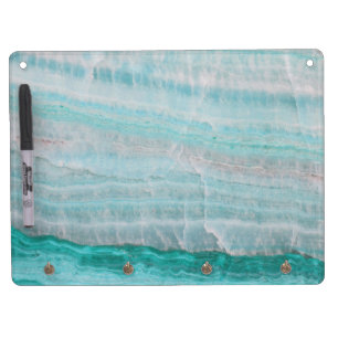 Turquoise Granite Stone Layered Wave Print Dry Erase Board With Keychain Holder