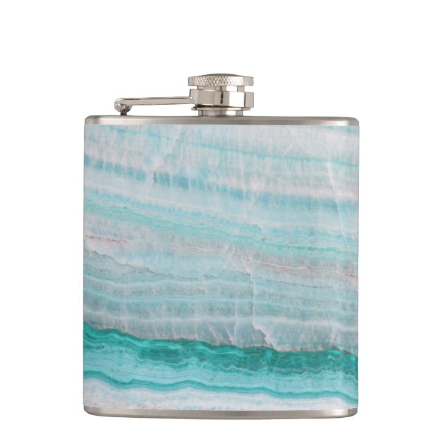 Turquoise Granite Stone Layered Wave Print Flask (Front)