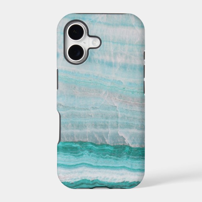 Turquoise Granite Stone Layered Wave Print Iphone Case (Back)