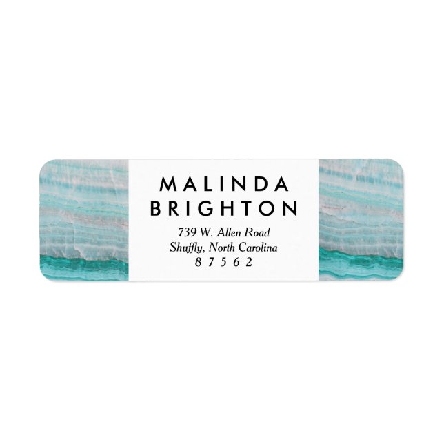 Turquoise Granite Stone Layered Wave Print Label (Front)