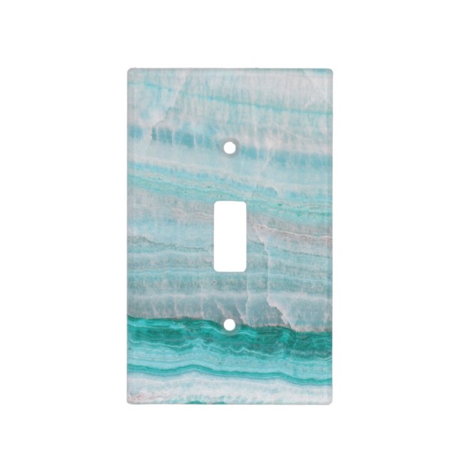 Turquoise Granite Stone Layered Wave Print Light Switch Cover (Front)