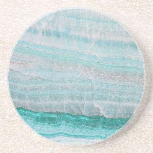 Turquoise Granite Stone Layered Wave Print Sandstone Coaster