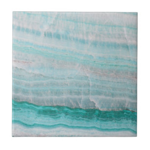 Turquoise Granite Stone Layered Wave Print Tile