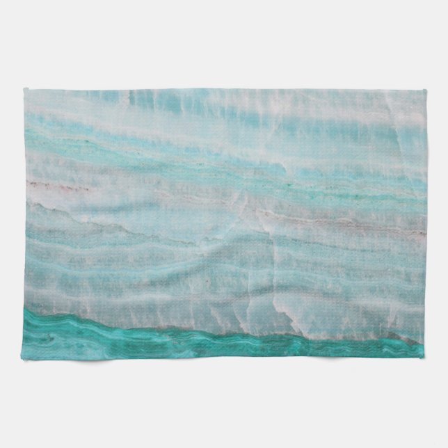 Turquoise Granite Stone Layered Wave Print Towel (Horizontal)