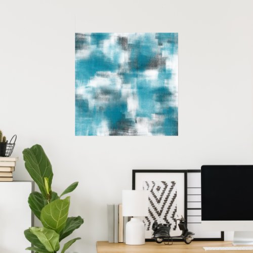 Turquoise Gray Abstract Poster