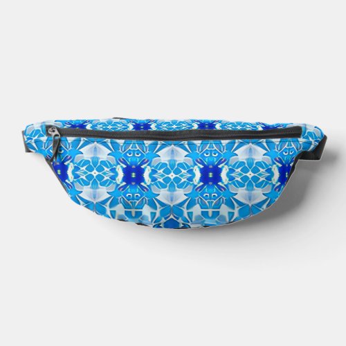 Turquoise Gray and Cobalt Blue Tile Pattern Fanny Pack