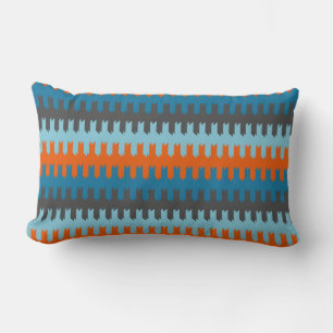 Turquoise, Gray and orange pattern Lumbar Pillow