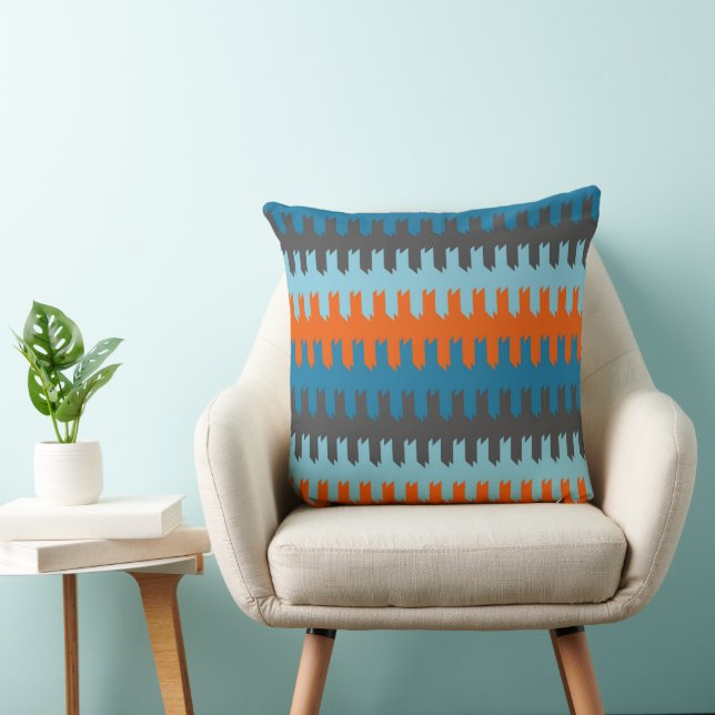 Turquoise, Gray and orange pattern Throw Pillow (Chair)