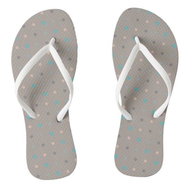 Turquoise, gray and Peach Flip Flops (Footbed)