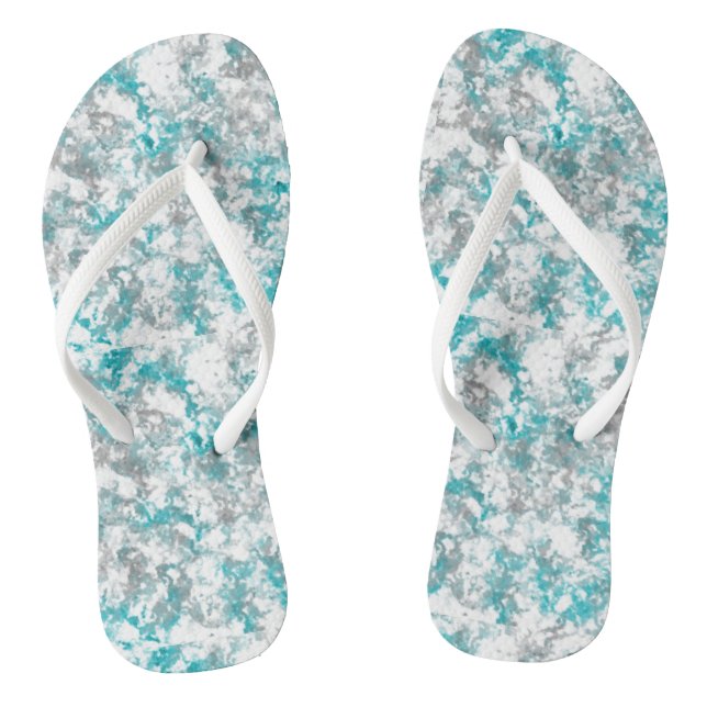 Turquoise gray and white marble flip flops (Footbed)