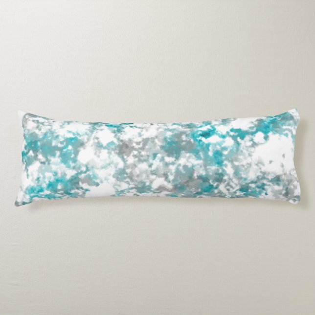 Turquoise gray and white marble texture body pillow (Front)